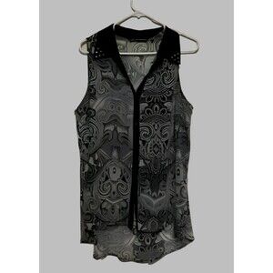 Zac & Rachel Black and Grey Sleeveless Blouse - size XL
